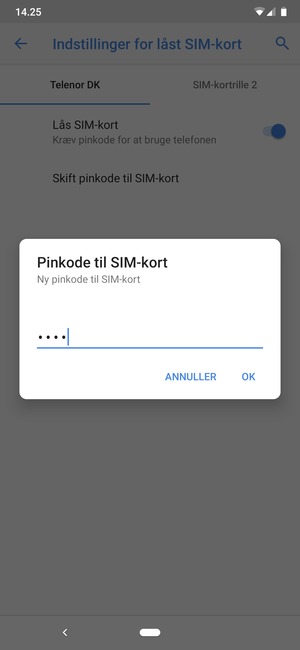 Indtast Ny pinkode til SIM-kort og vælg OK