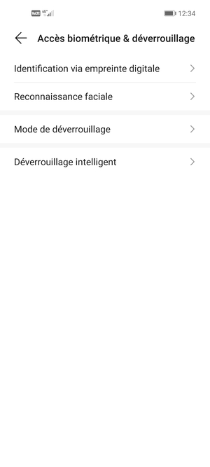 Sélectionnez Mode de déverrouillage