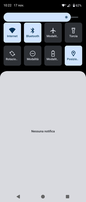 Scorri nuovamente verso il basso il menu in alto