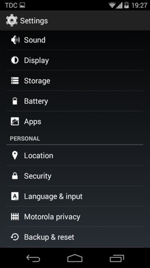 Scroll to and select Security