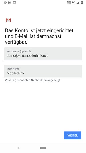 Geben Sie Ihrem Konto einen Namen und geben Sie Ihren Namen ein. Wählen Sie WEITER