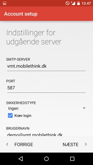 Indtast udgående serveradresse