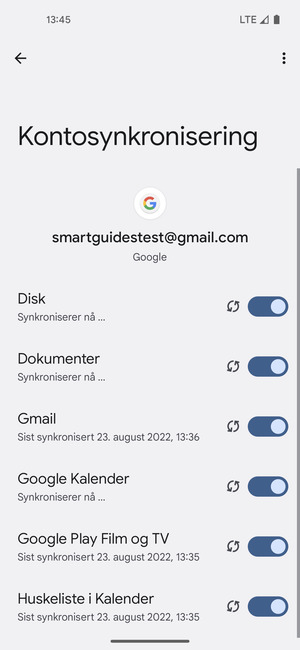 Din informasjon blir synkronisert