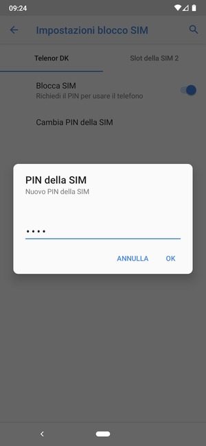 Inserisci Nuovo PIN della SIM e seleziona OK