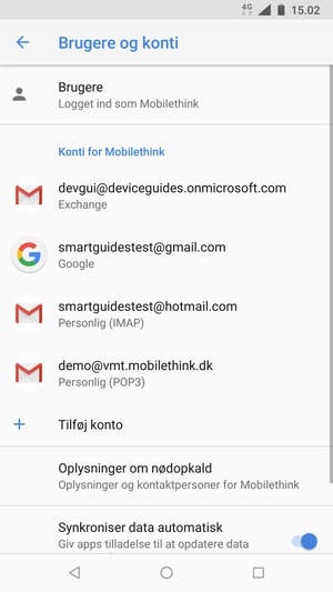Vælg din Google konto