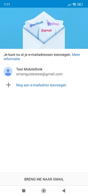 Selecteer BRENG ME NAAR GMAIL