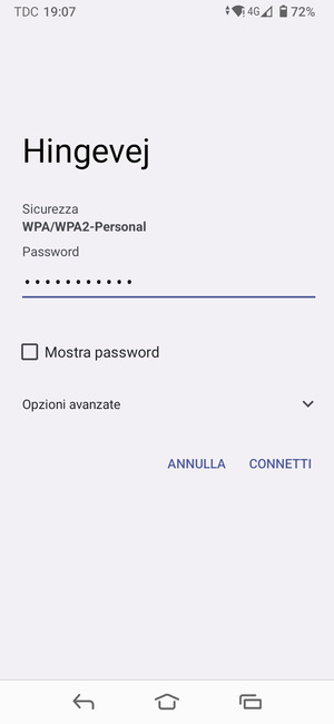 Inserisci la password del Wi-Fi e seleziona CONNETTI