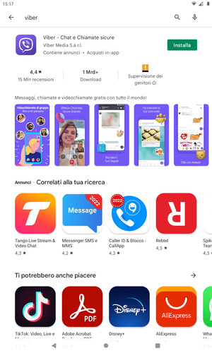Seleziona l'applicazione