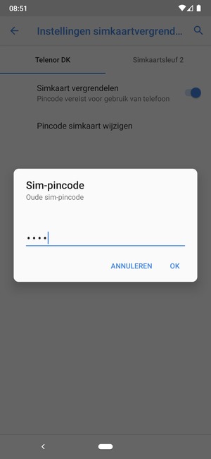 Voer Oude SIM-pincode in en selecteer OK
