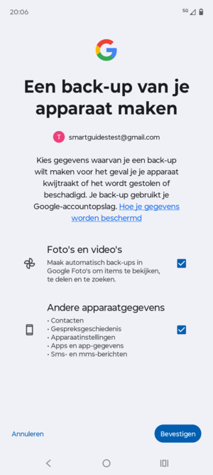 Selecteer uw voorkeursopties en selecteer Bevestigen