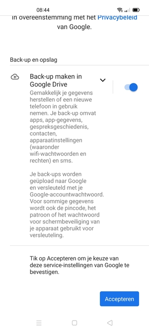 Selecteer Accepteren