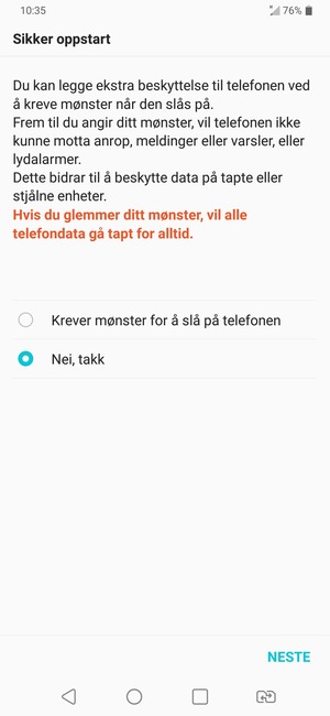 Velg ønsket alternativ og velg NESTE
