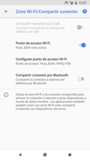 El teléfono ha sido configurado para su uso como módem