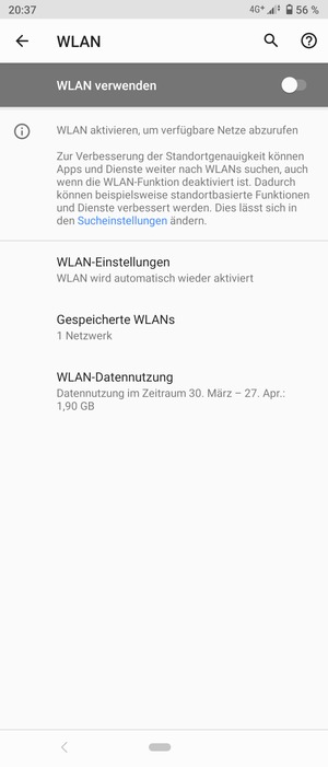 Schalten Sie WLAN verwenden ein