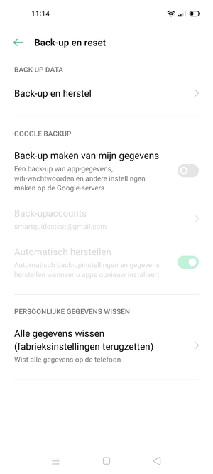 Schakel Back-up maken van mijn gegevens in