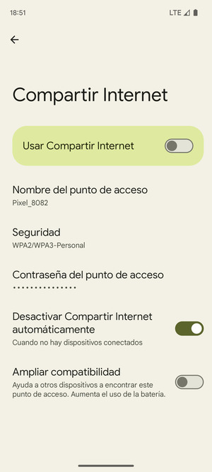 Seleccione Contraseña del punto de acceso