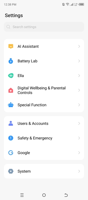 Return to the Settings menu and select Users & Accounts