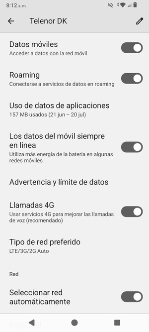 Activar o desactivar Roaming
