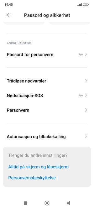 Bla til og velg Personvern