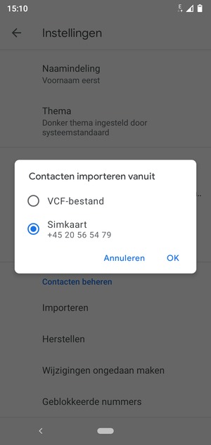 Selecteer Simkaart en OK