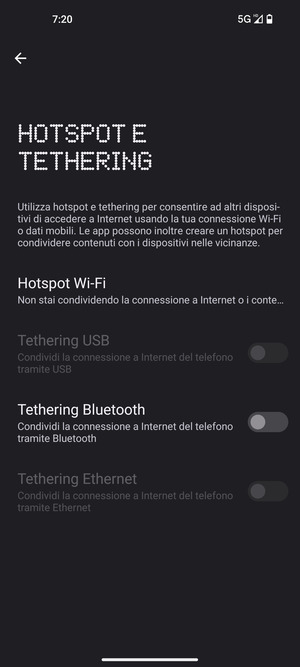 Seleziona Hotspot Wi-Fi
