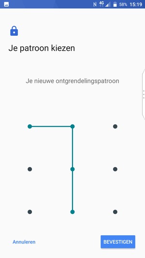 Teken het ontgrendelingspatroon nogmaals en selecteer BEVESTIGEN