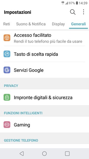 Scorri e seleziona Impronte digitali & sicurezza