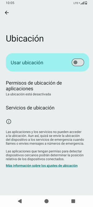 Desactive Usar ubicación