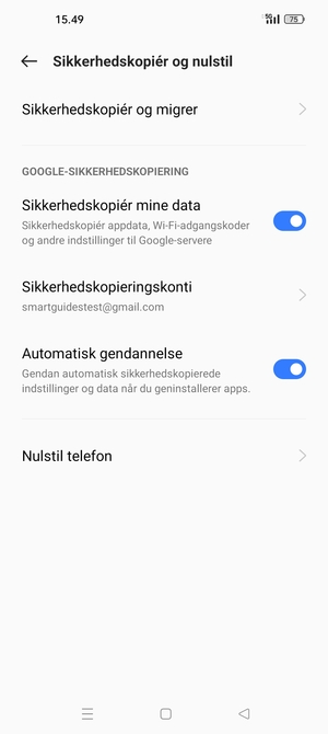 Vælg Sikkerhedskopieringskonti