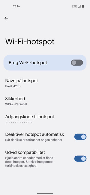Vælg Adgangskode til hotspot