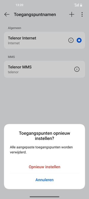 Selecteer Opnieuw instellen