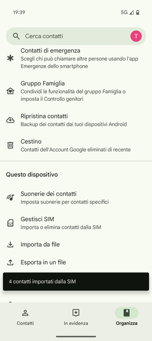 I tuoi contatti verranno salvati sul tuo account Google, e salvati sul tuo telefono la prossima volta che Google sarà sincronizzato.