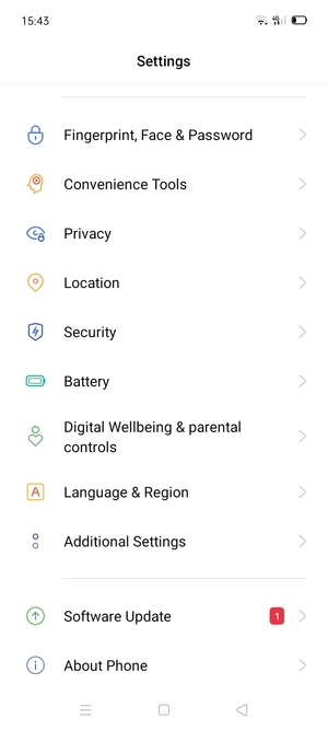 Scroll to and select Security