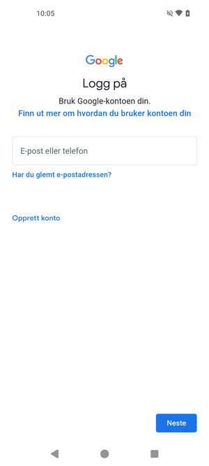 Skriv inn din Gmail-adresse og velg Neste