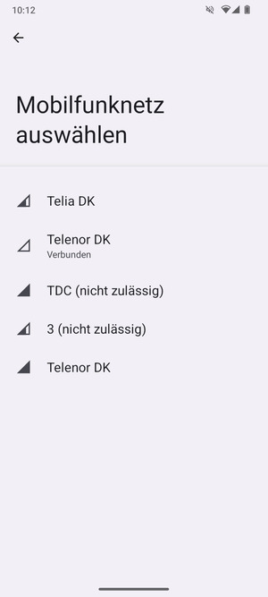 Wählen Sie einen Netzbetreiber von der Liste