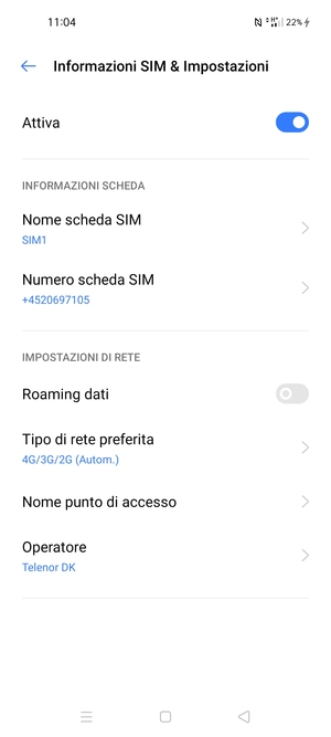 Seleziona Nome punto di accesso
