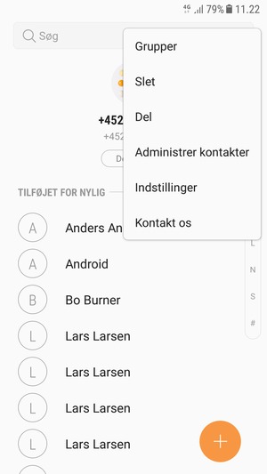 Vælg Administrer kontakter