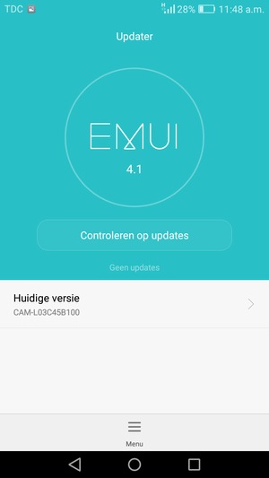 Als uw telefoon up-to-date is, zult u het volgende scherm zien