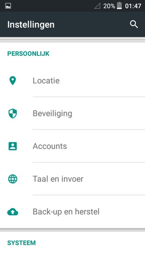 Scroll naar en selecteer Beveiliging