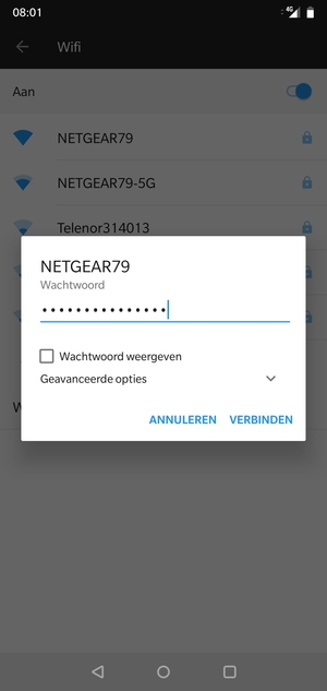 Voer het WiFi-wachtwoord in en selecteer VERBINDEN