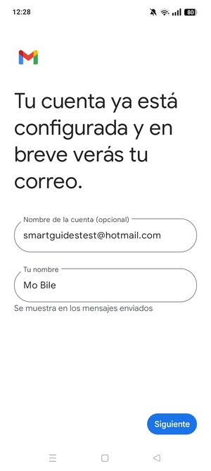 Déle a su cuenta un Nombre y escriba Su nombre. Seleccione Siguiente