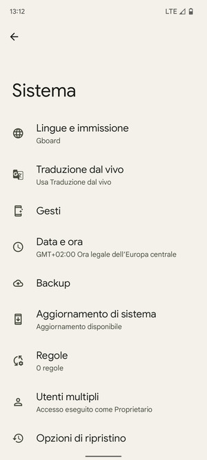 Seleziona Backup