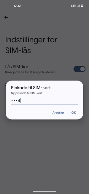 Indtast din Nye pinkode til SIM-kort og vælg OK