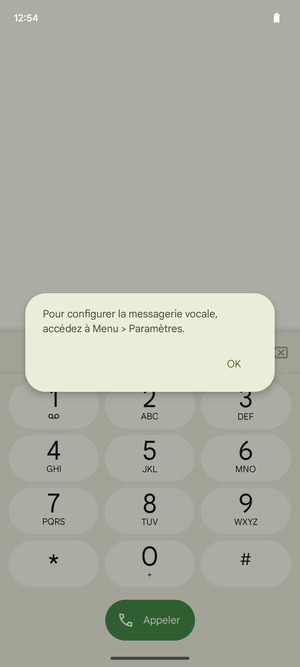 Si votre messagerie vocale n'est pas configurée, sélectionnez OK