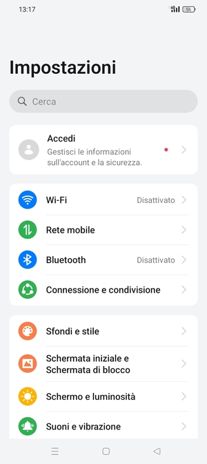 Seleziona Rete mobile