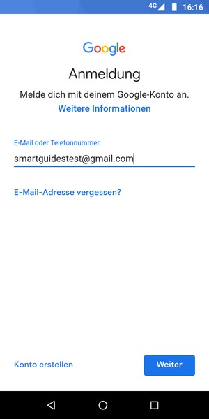 Geben Sie Ihre Gmail Adresse ein und wählen Sie Weiter
