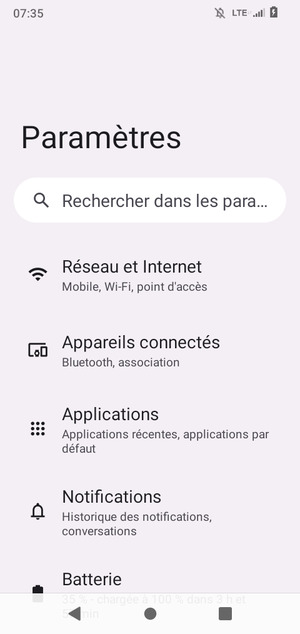 Sélectionnez Réseau et Internet