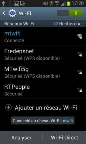 Vous êtes maintenant connecté au réseau Wi-Fi