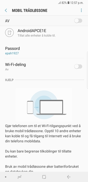 Slå på Mobil trådløssone