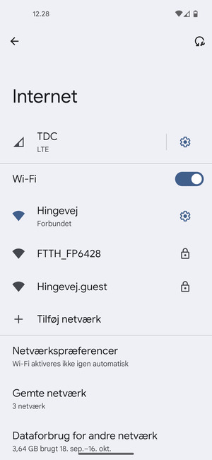 Du er nu tilsluttet Wi-Fi netværket